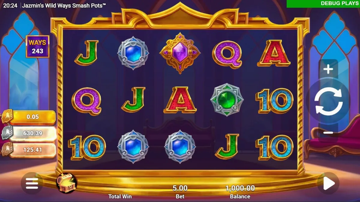 Tampilan visual slot Jazmin’s Wild Ways Smash Pots dengan nuansa Arabian yang mewah